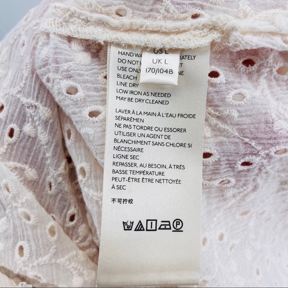 Free People Ivory Maddison Eyelet Blouse New Large - Picture 6 of 6